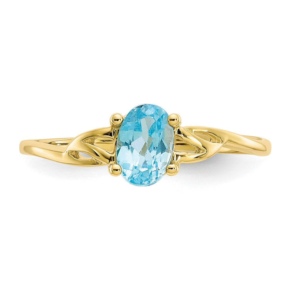 10k Polished Genuine Blue Topaz Birthstone Ring