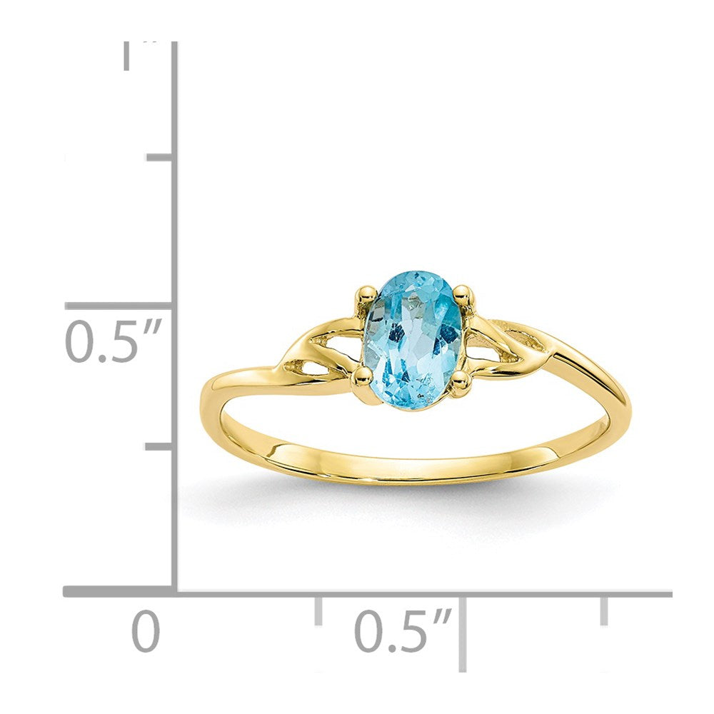 10k Polished Genuine Blue Topaz Birthstone Ring