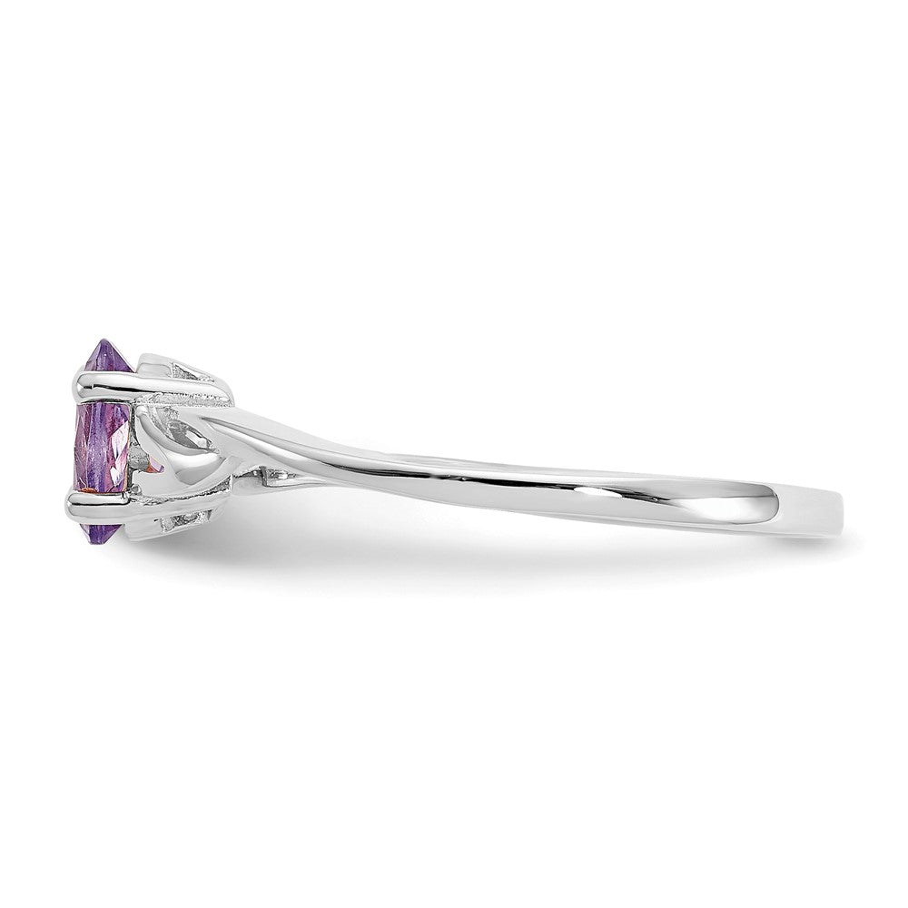 10k White Gold Polished Genuine Amethyst Birthstone Ring