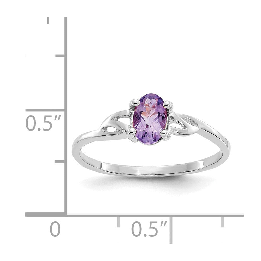 10k White Gold Polished Genuine Amethyst Birthstone Ring