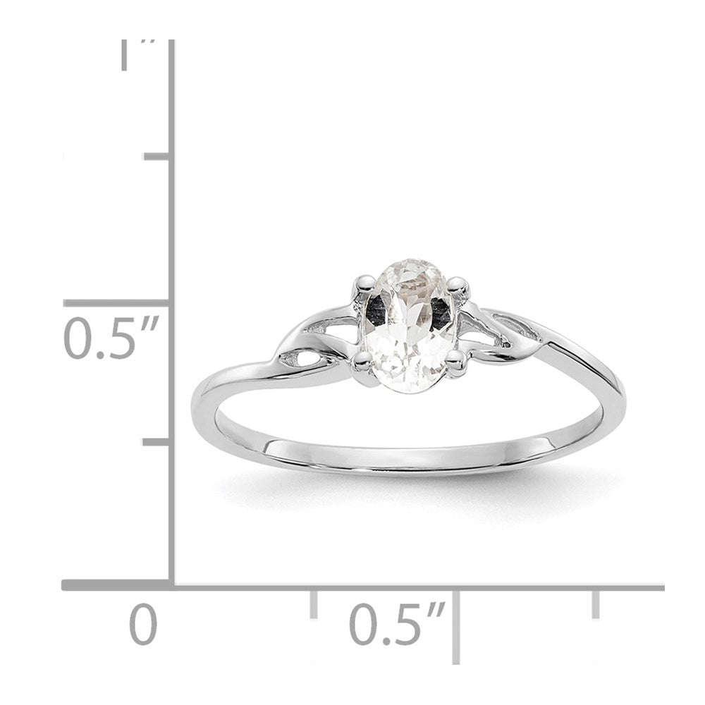 10k White Gold Polished Genuine White Topaz Birthstone Ring