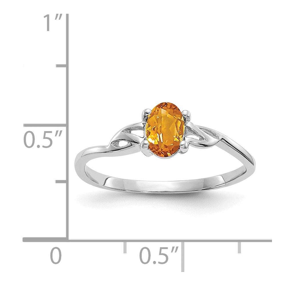 10k White Gold Polished Genuine Citrine Birthstone Ring