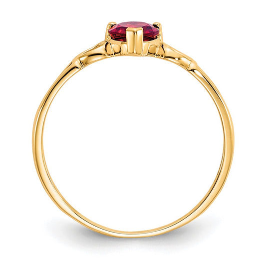 10k Polished 5mm Heart Genuine January/ Garnet Birthstone Size 7 Ring