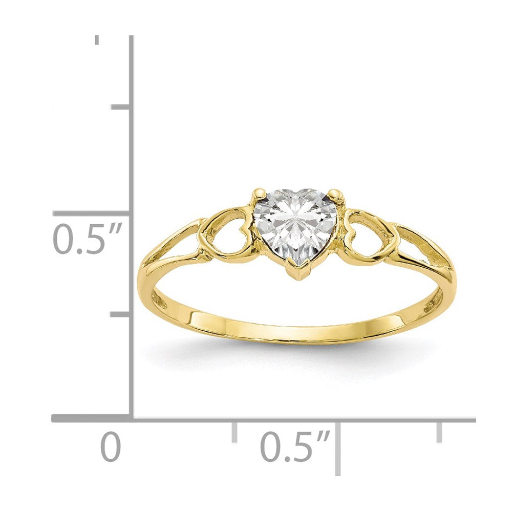 10k Polished Genuine White Topaz Birthstone Ring