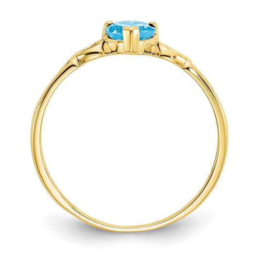10k Polished 5mm Heart Genuine December/ Blue Topaz Birthstone Size 7 Ring