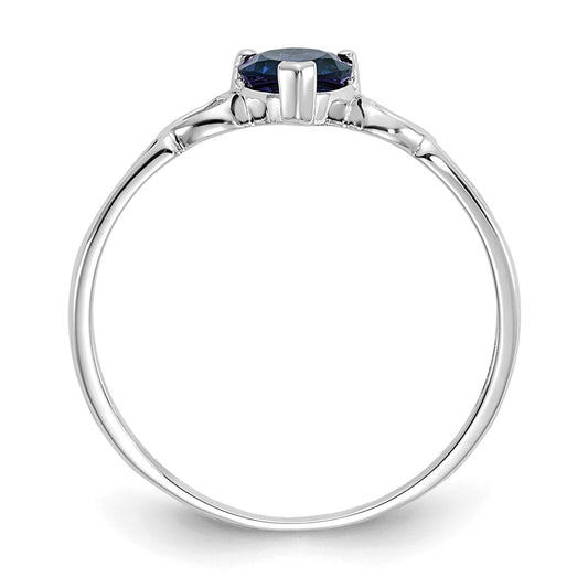 10k White Gold Polished 5mm Heart Genuine September/ Sapphire Birthstone Size 7 Ring