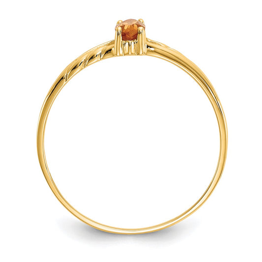 10k Polished 6x3mm Marquise Genuine November/ Citrine Birthstone Size 7 Ring
