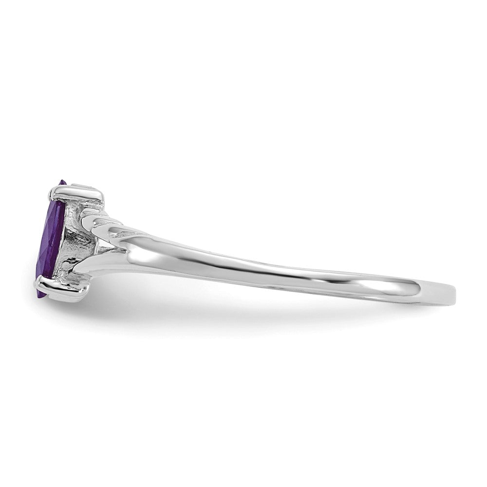 10k White Gold Polished Genuine Amethyst Birthstone Ring