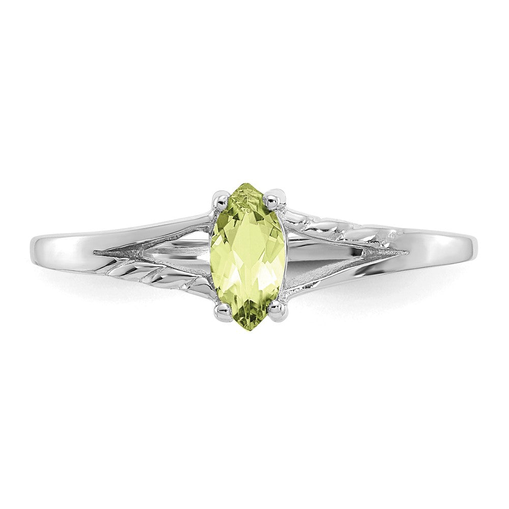 10k White Gold Polished Genuine Peridot Birthstone Ring