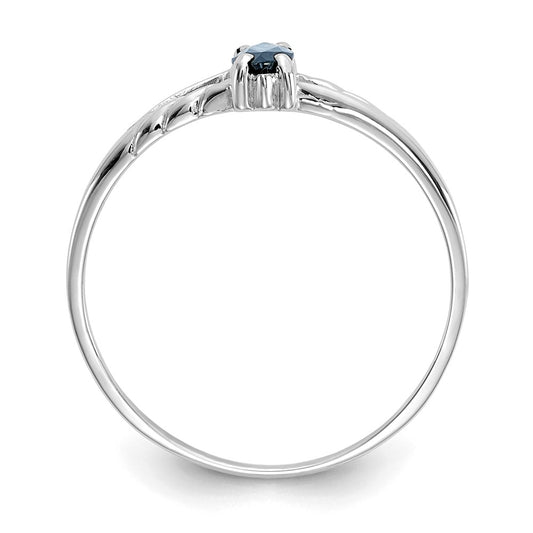 10k White Gold Polished 6x3mm Marquise Genuine September/ Sapphire Birthstone Size 7 Ring