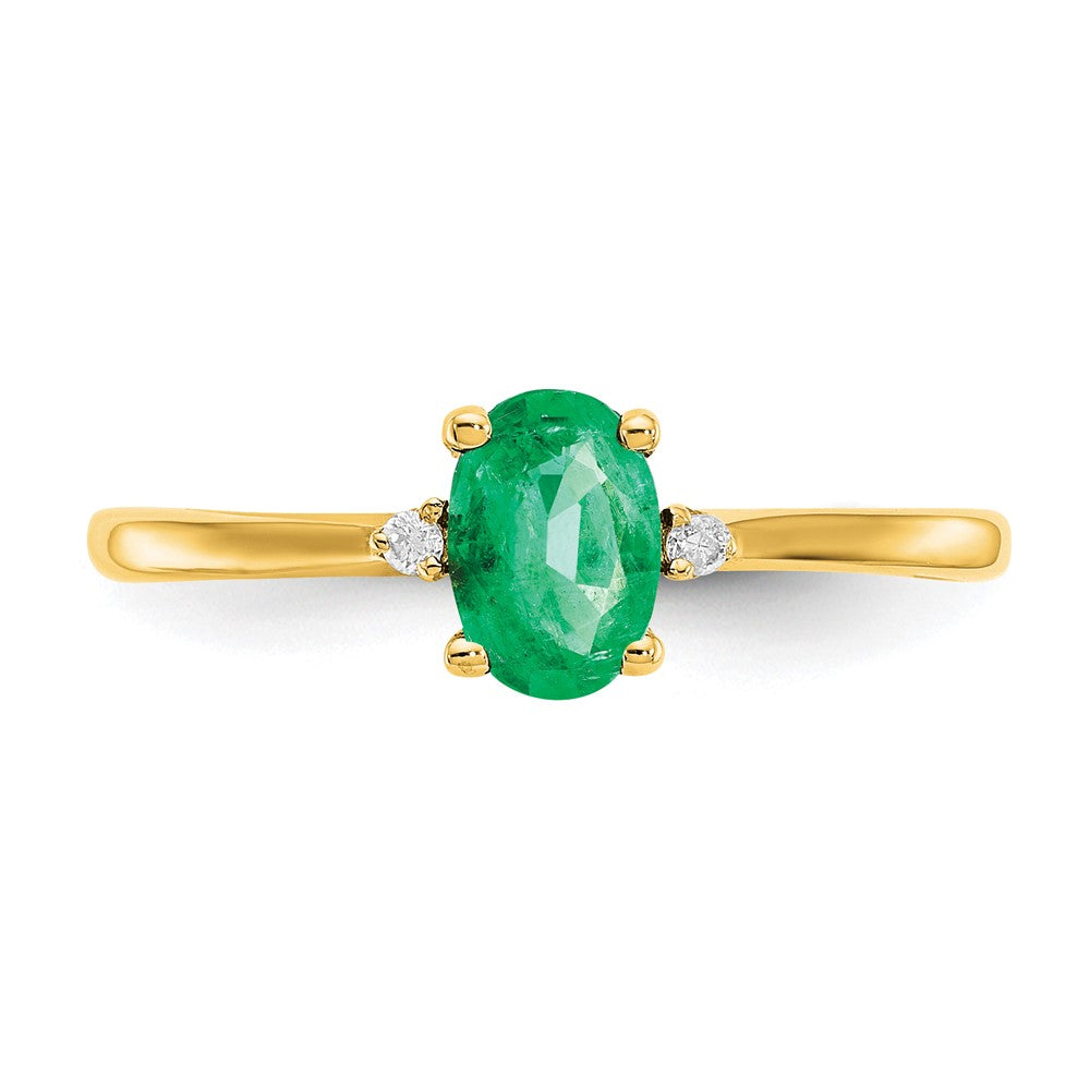10k Polished Genuine Diamond & Emerald Birthstone Ring