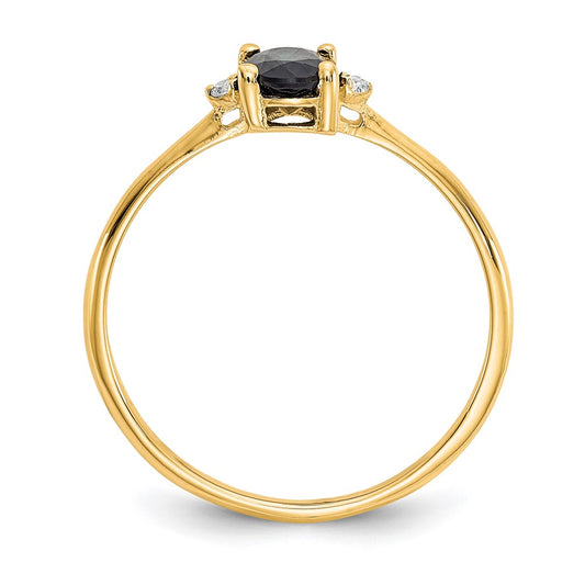 10k Polished 6x4mm Oval Genuine September/ Sapphire and Diamond Birthstone Size 7 Ring
