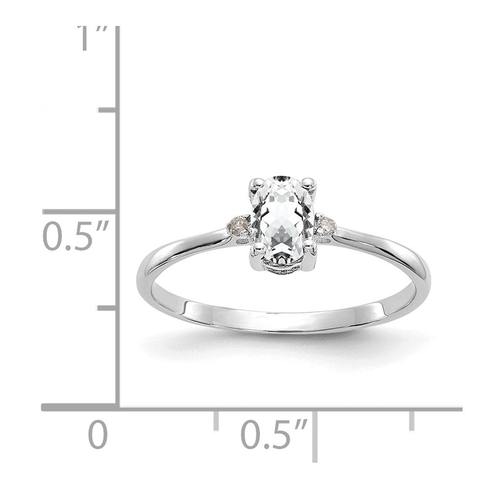 10k White Gold Polished GenuineDiamond/White Topaz Birthstone Ring