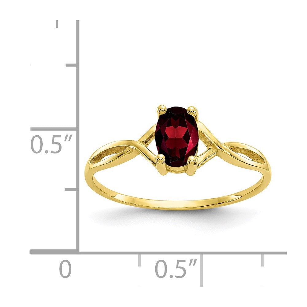 10k Polished Genuine Garnet Birthstone Ring