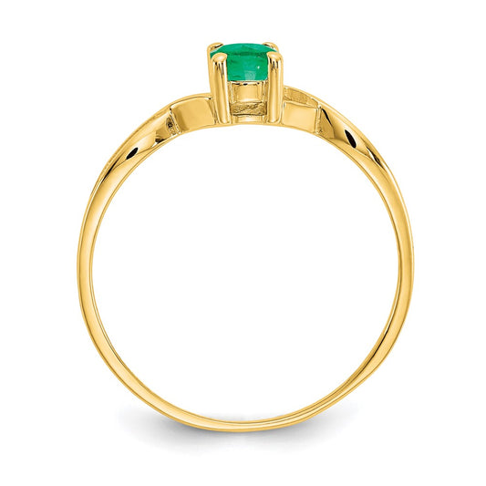 10k Polished 6x4mm Oval Genuine May/ Emerald Birthstone Size 7 Ring