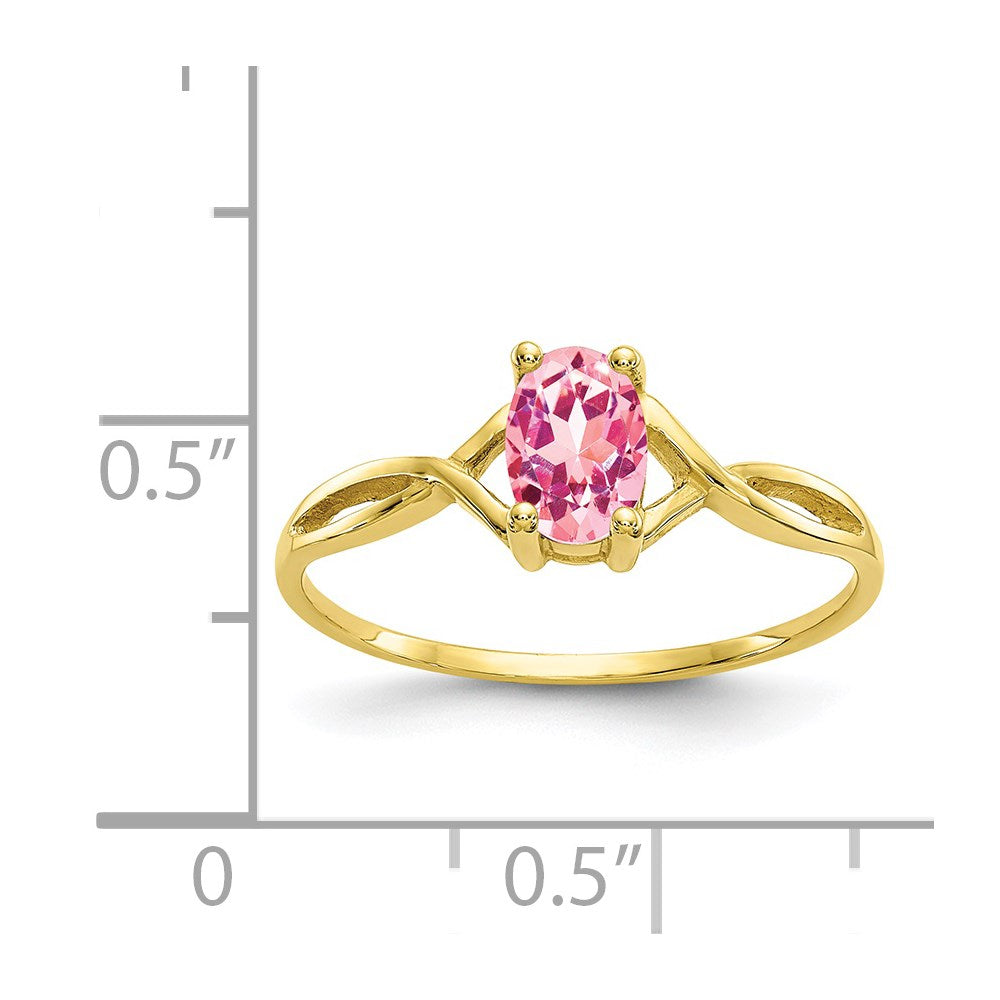 10k Polished Genuine Pink Tourmaline Birthstone Ring