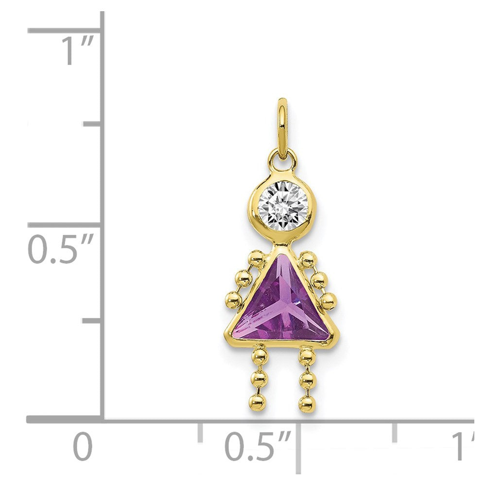 10k February Girl Birthstone Charm