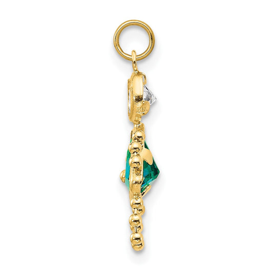 10k December Girl Blue-Green Imitation Birthstone Charm