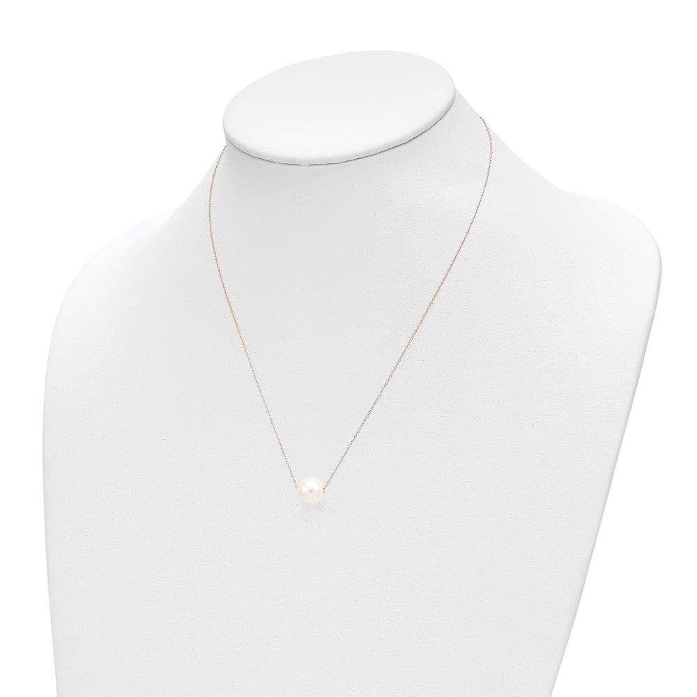 10k 10-11mm White Round Freshwater Cultured Pearl 17 inch Rope Necklace