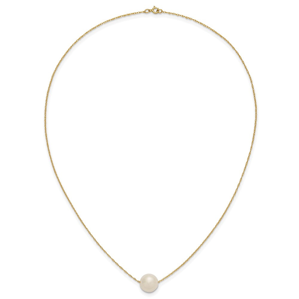 10k 10-11mm White Round Freshwater Cultured Pearl 17 inch Rope Necklace
