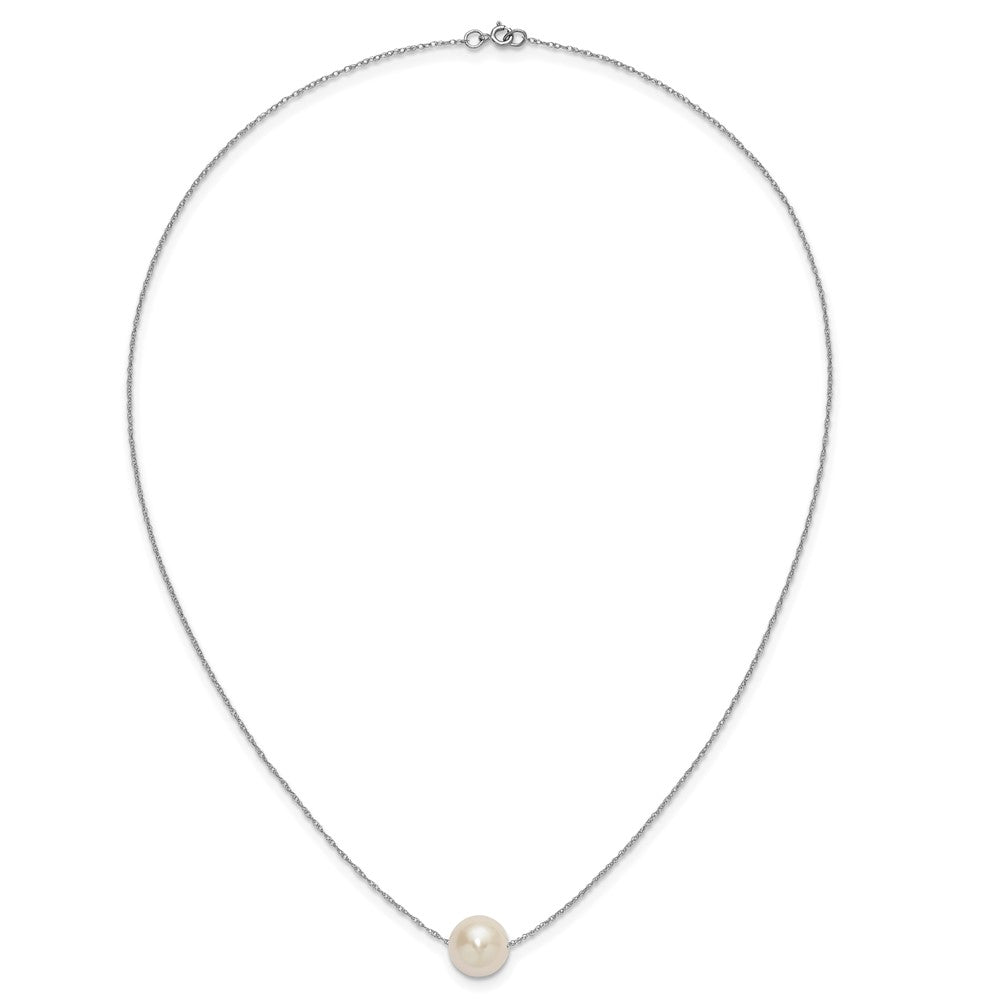 10k White Gold 10-11mm White Semi-Round Freshwater Cultured Pearl 17 inch Rope Necklace