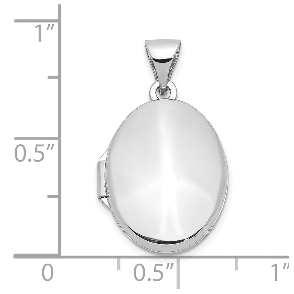 10k White Gold 17mm Polished Oval Locket