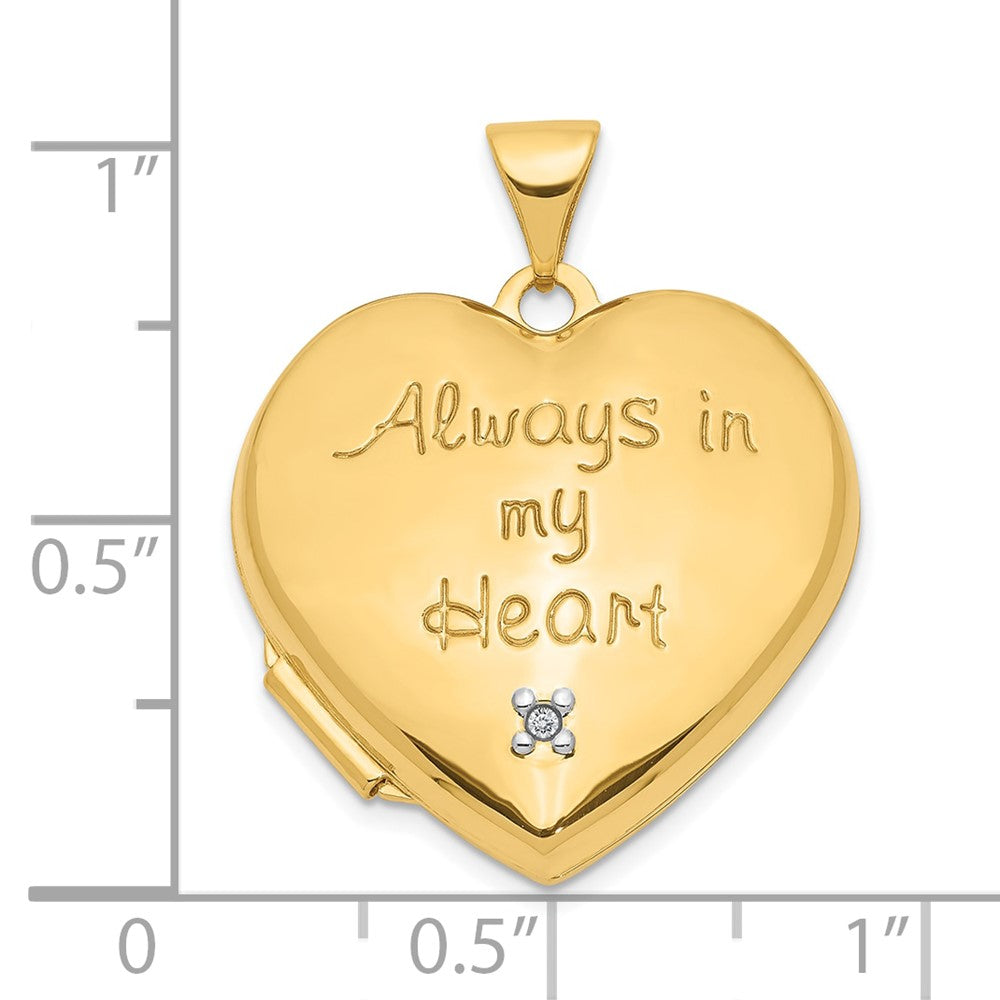 10k Two-tone 21mm ALWAYS IN MY HEART with Heart Charm Inside Diamond Heart Locket