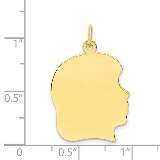 10K Plain Large .013 Gauge Facing Right 19x21mm Engravable Girl Head Charm