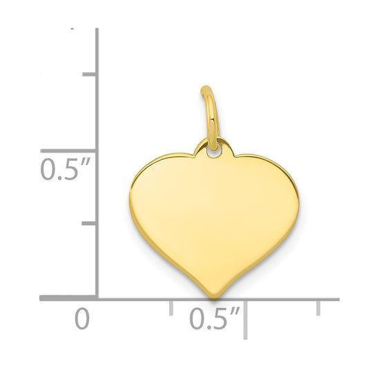 10k Plain .013 Gauge 14.5x12.6mm Heart Disc Charm