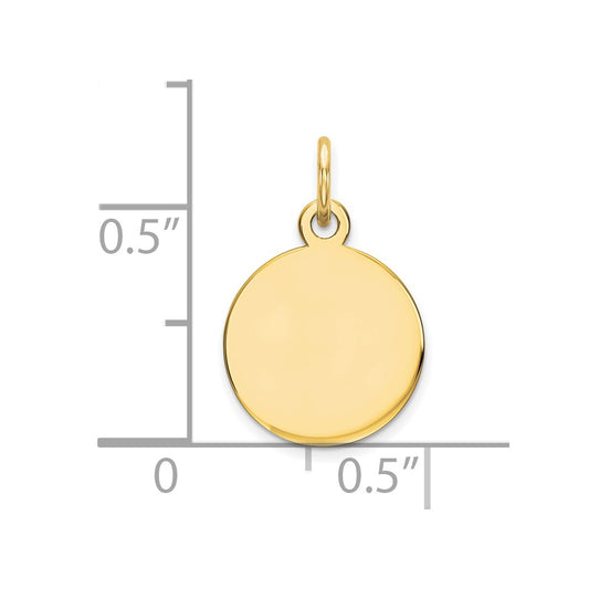 10K Plain .013 Gauge 11.5x11.5mm Round Disc Charm