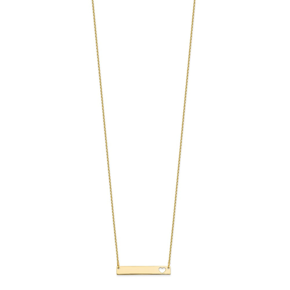 10ky Small Polished Bar Necklace w/ Heart Cut-Out
