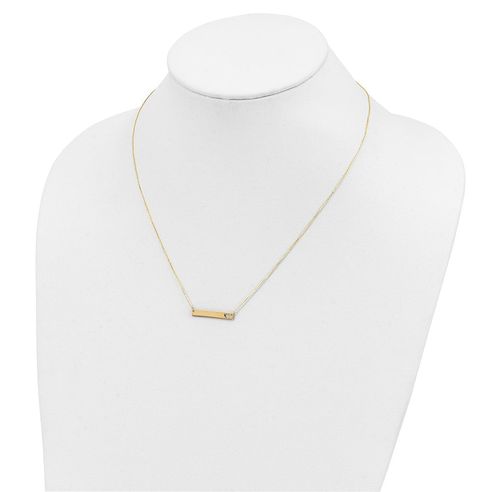10ky Small Polished Bar Necklace w/ Heart Cut-Out