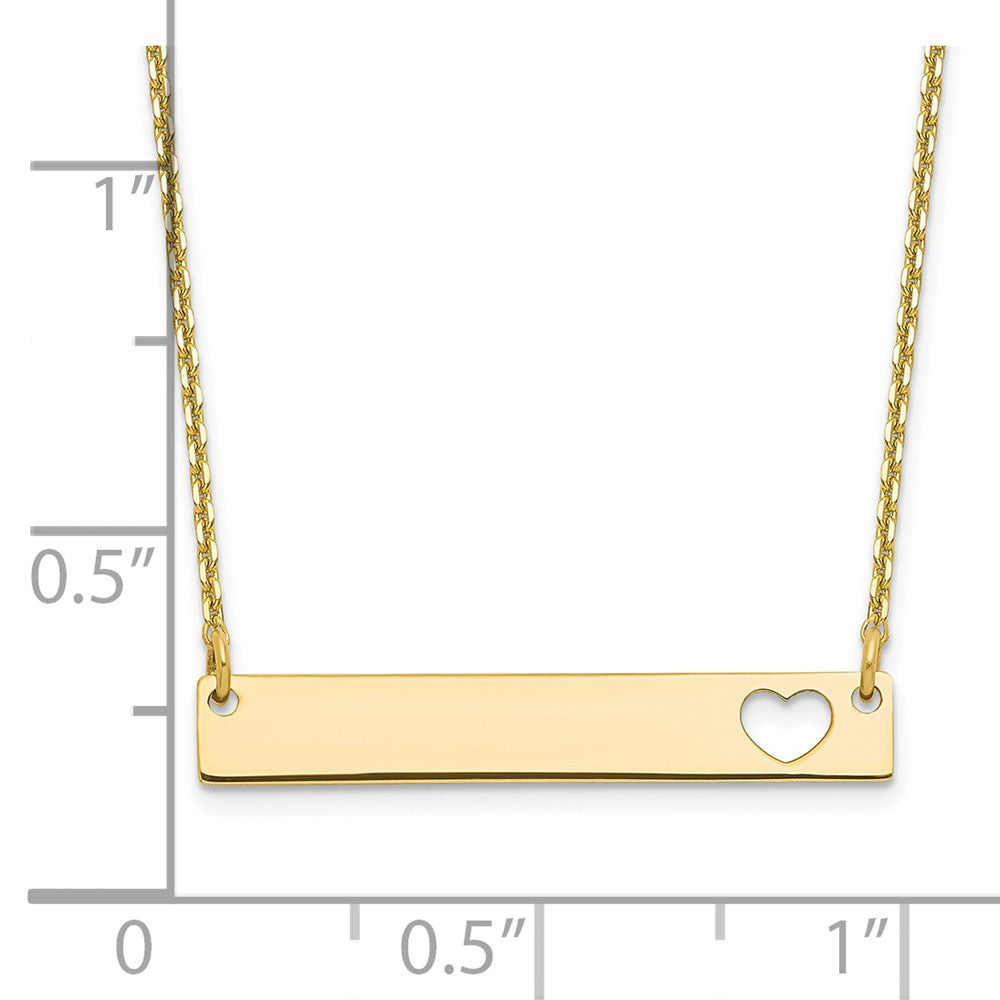 10ky Small Polished Bar Necklace w/ Heart Cut-Out