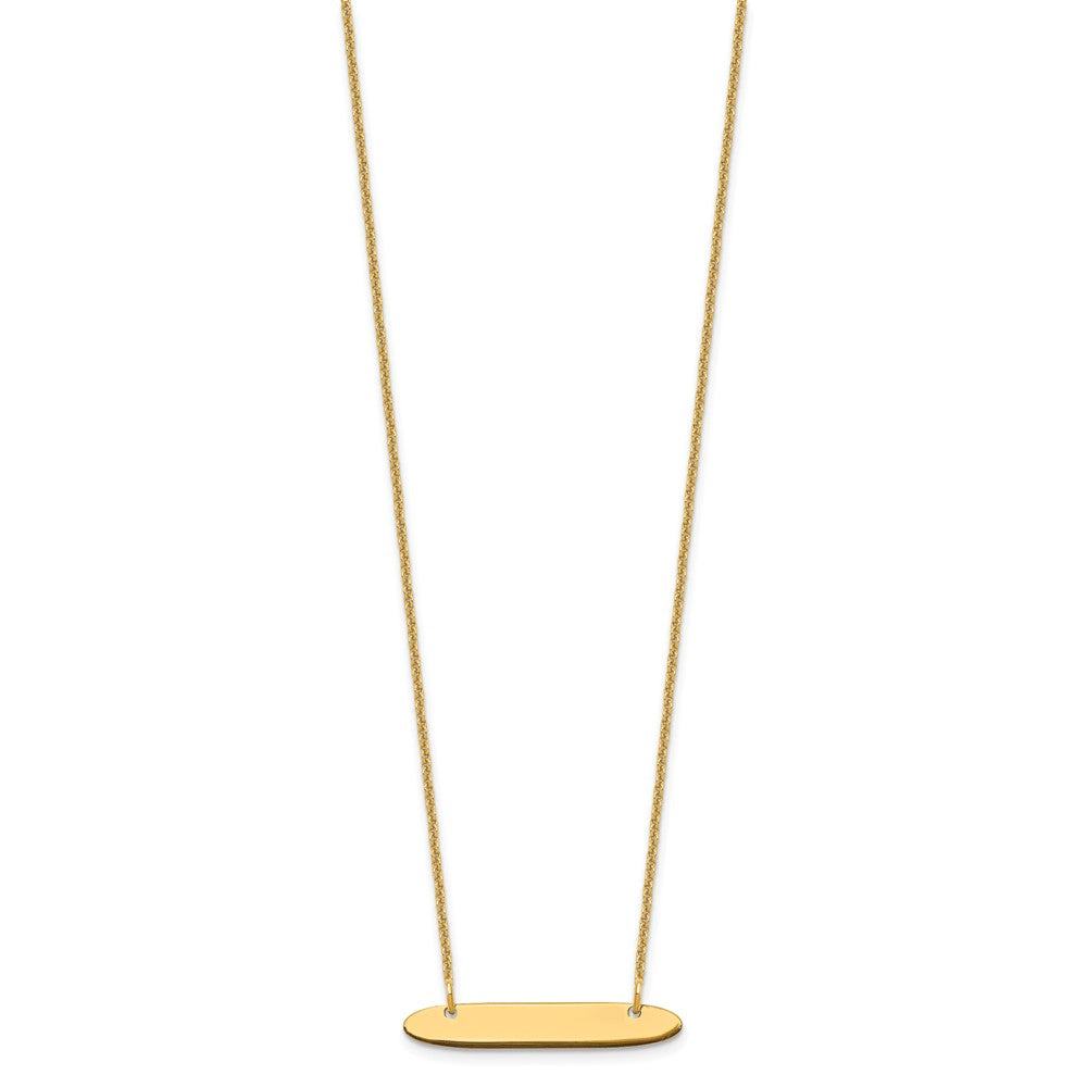 10k Yellow Gold Small Oblong Blank Bar Necklace