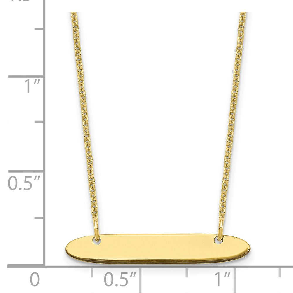 10k Yellow Gold Small Oblong Blank Bar Necklace