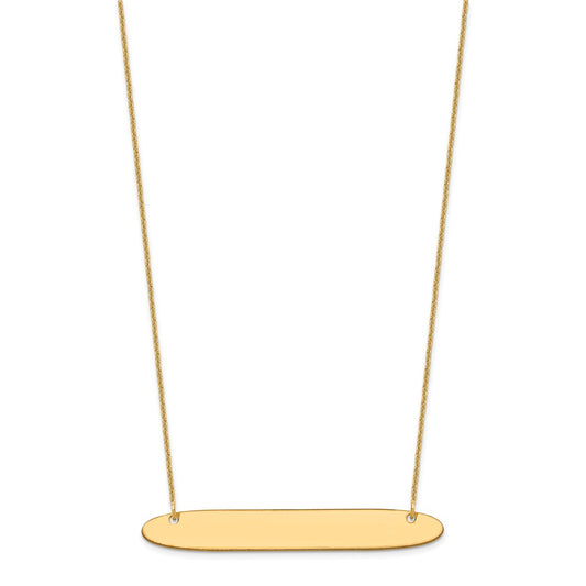 10k Yellow Gold Large Oblong Blank Bar Necklace