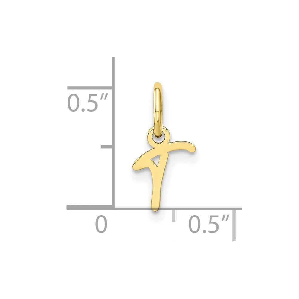 10k Upper Case Script Letter T Initial Charm
