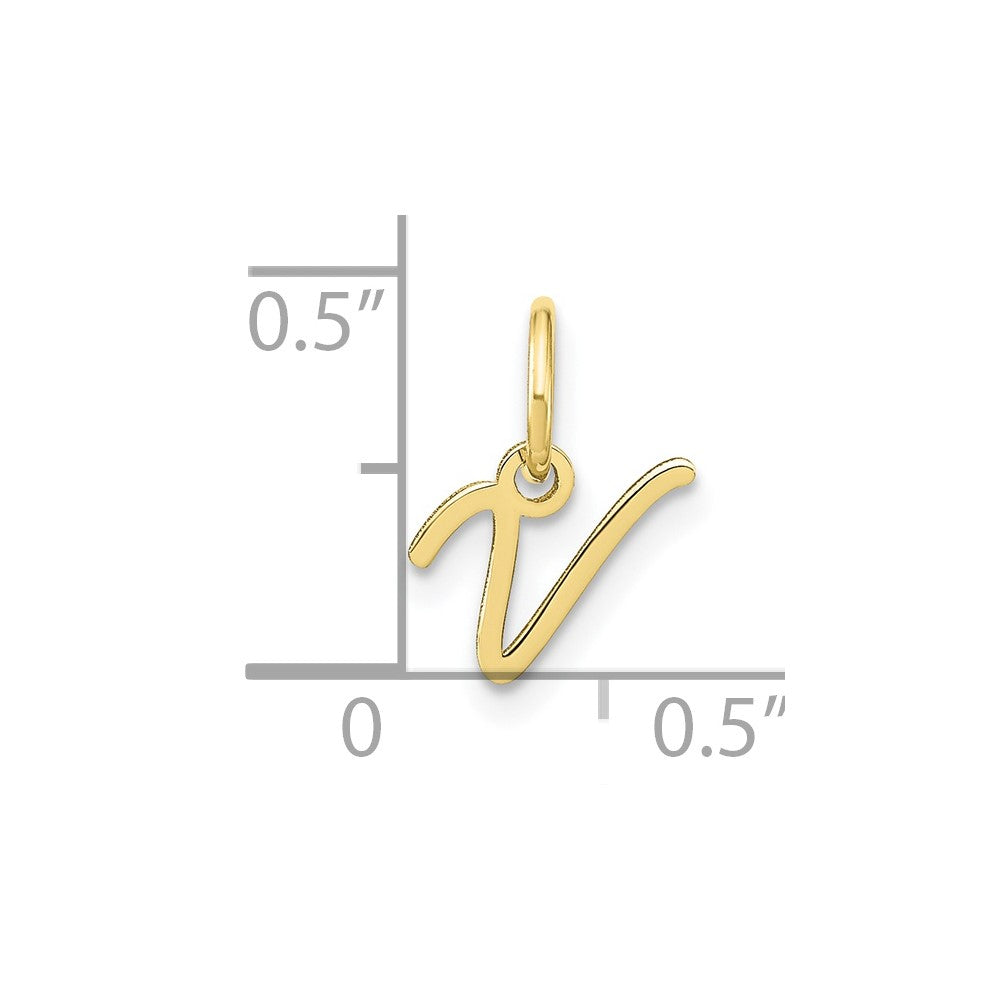 10k Upper Case Script Letter V Initial Charm