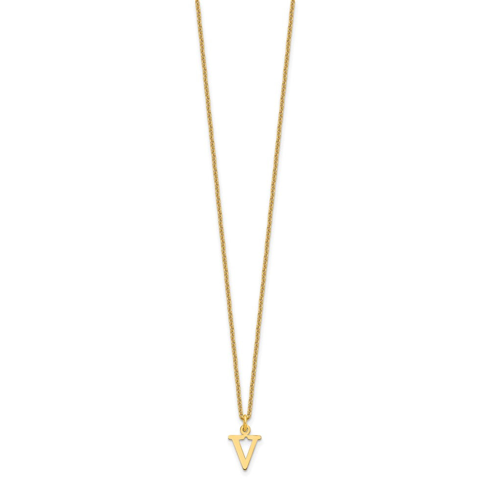 10KY Cutout Letter V Initial Necklace