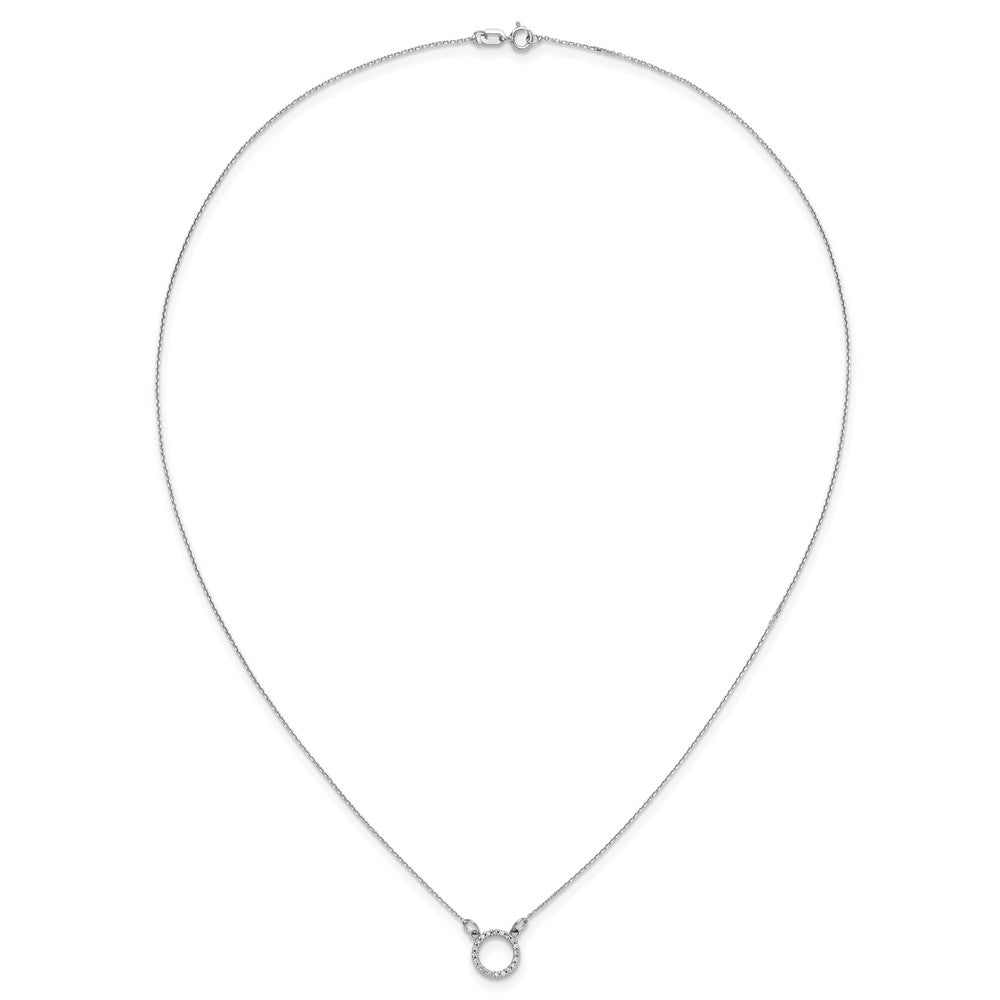 10k White Gold 1/15 carat Diamond Open Circle 18 inch Necklace