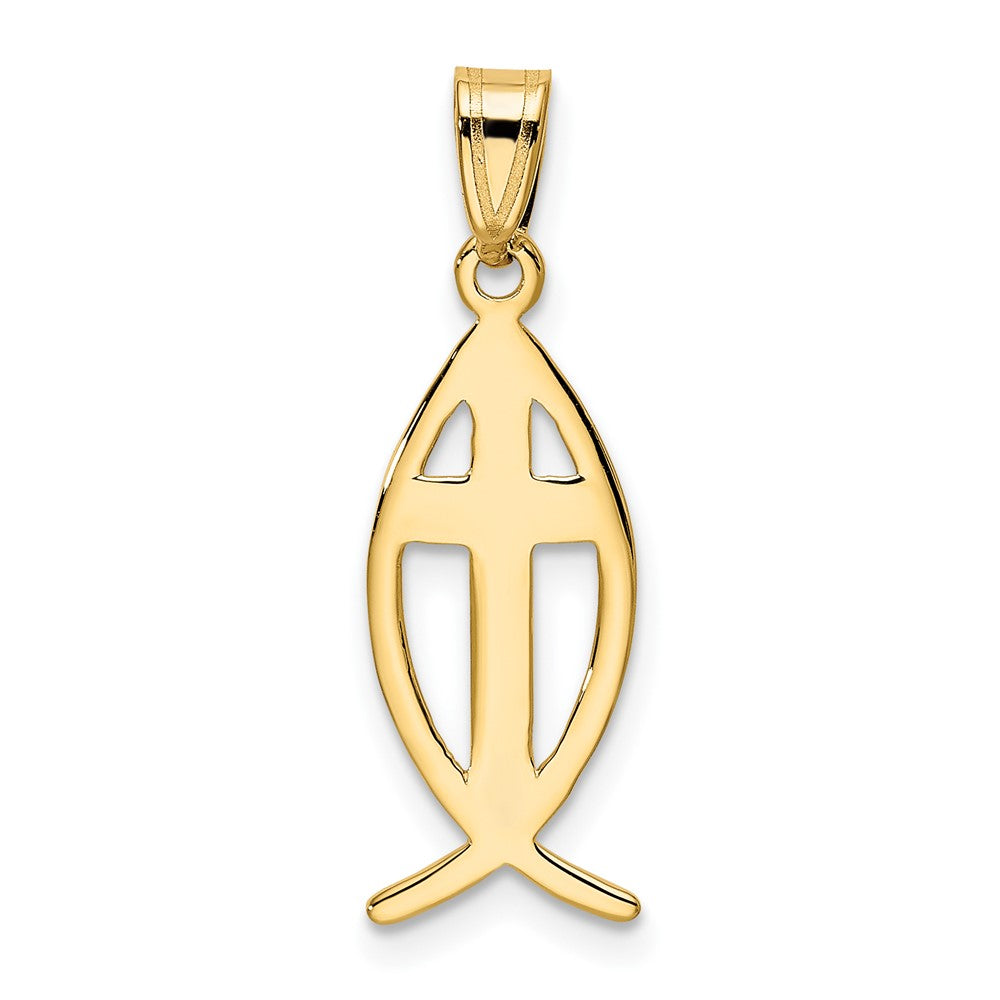 10k Ichthus Fish with Cross Center Pendant