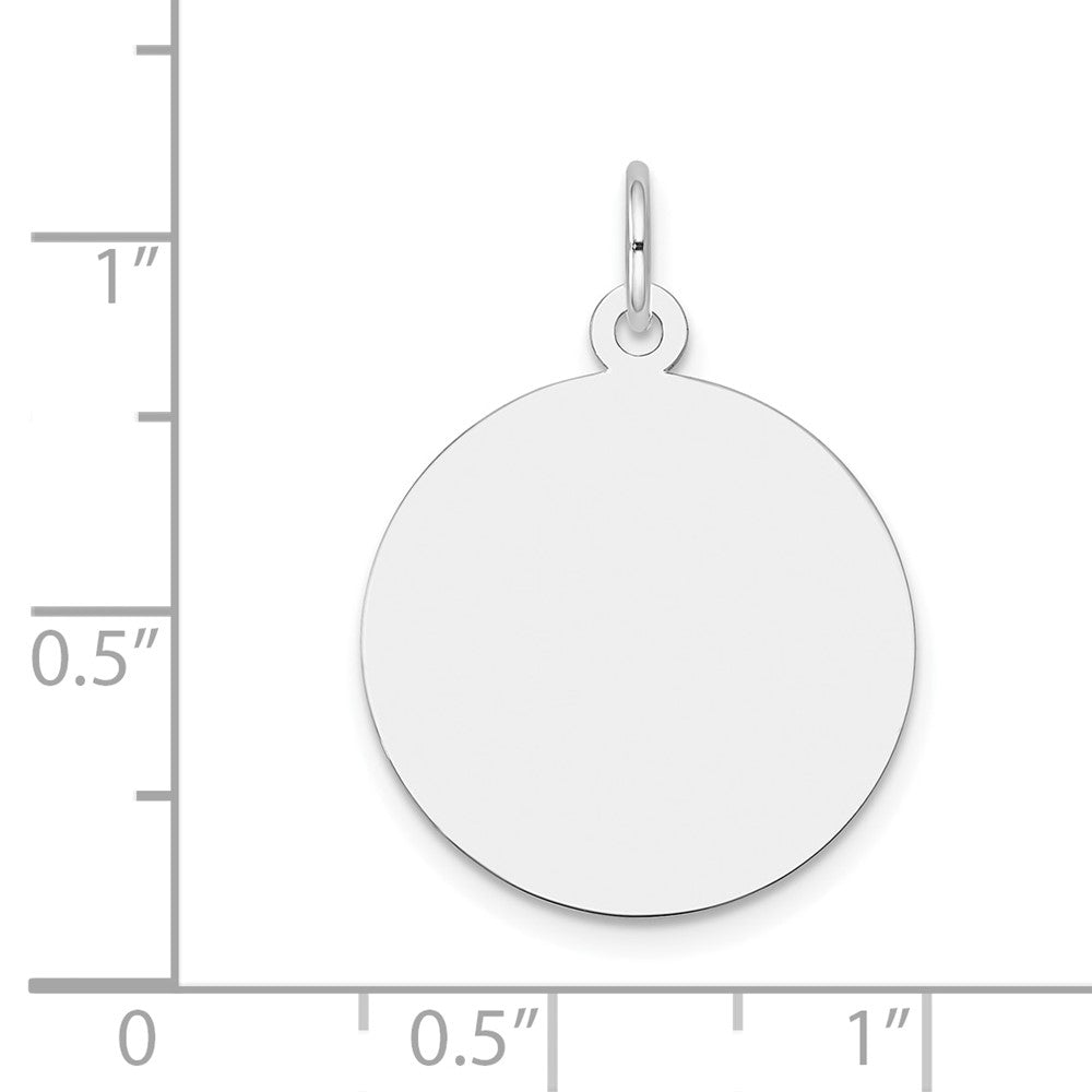 10K White Gold Plain .018 Gauge 19x19mm Circular Engravable Disc Charm