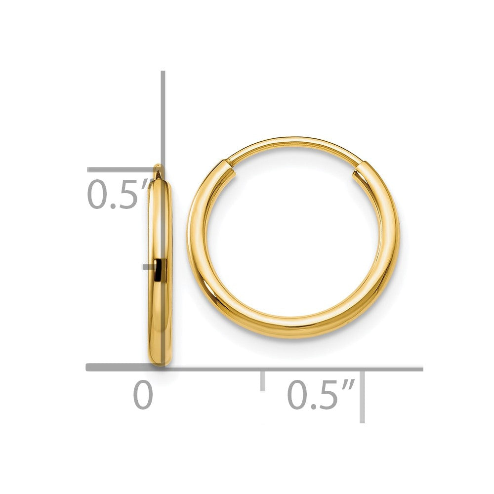 10k 1.5mm Polished Round Endless Hoop Earrings