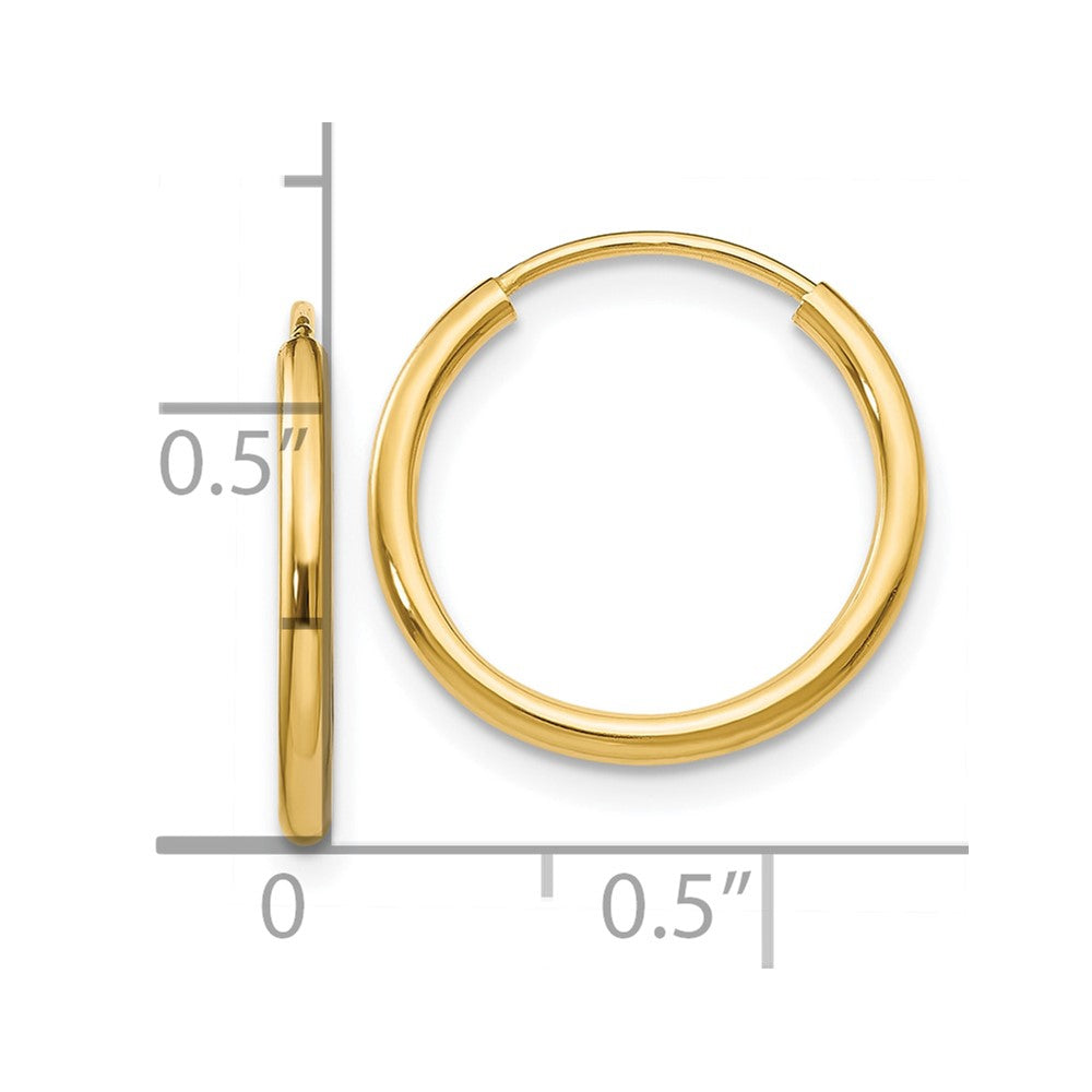 10k 1.5mm Polished Round Endless Hoop Earrings