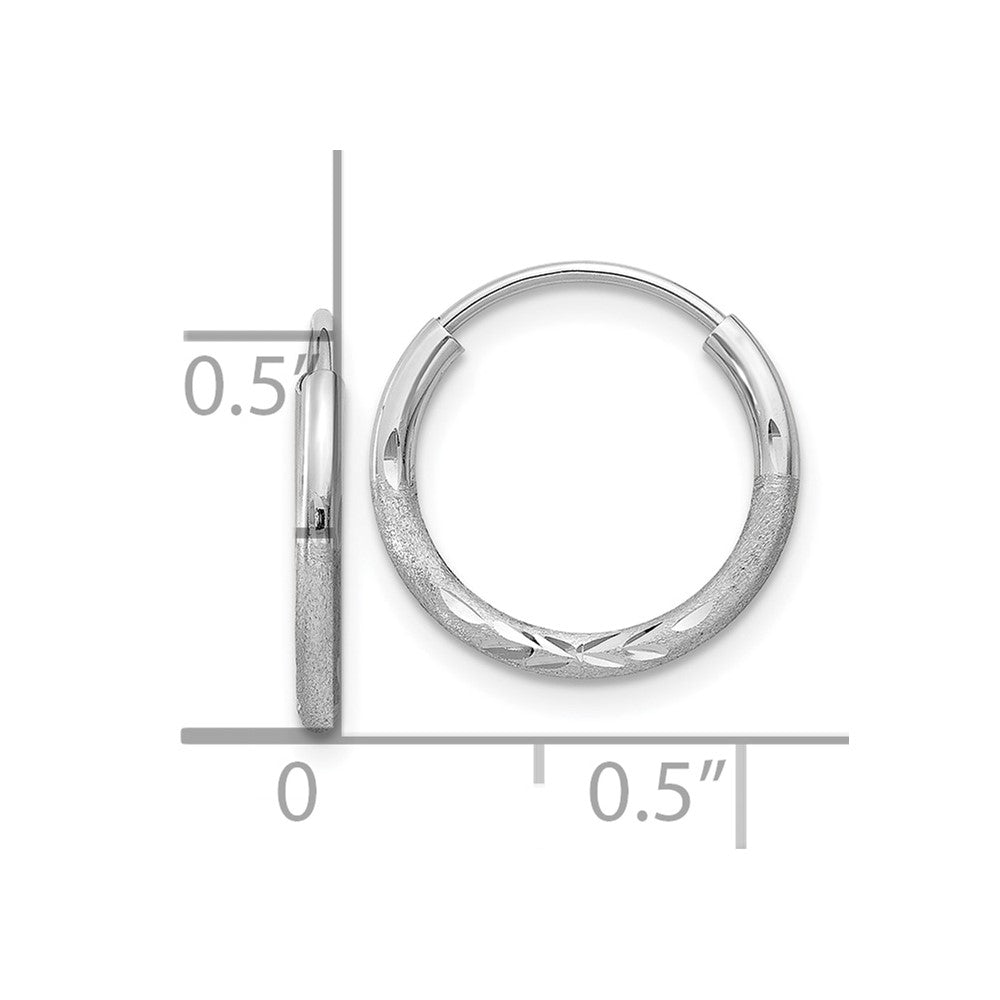 10k White Gold 1.5mm Diamond-cut Endless Hoop Earrings