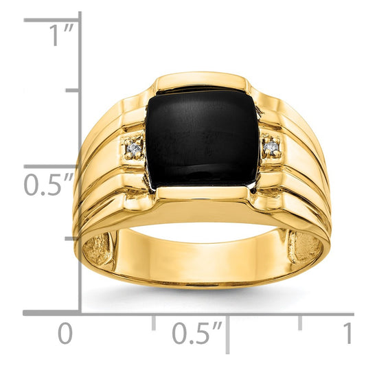 IB Goodman 10k Mens AA Diamond and 9.5mm Onyx Ring