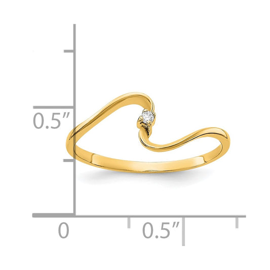 10k .01 carat AA Diamond Wave Ring