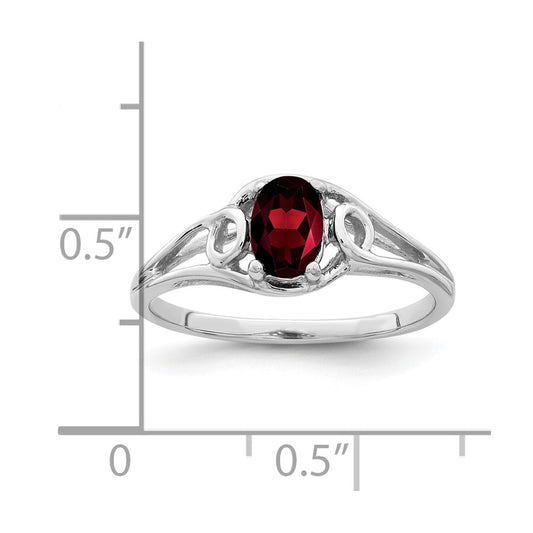 10K White Gold 6x4mm Oval Garnet Ring