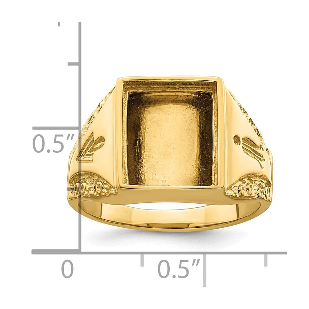 10k Men's Polished and Textured Masonic Ring Mounting