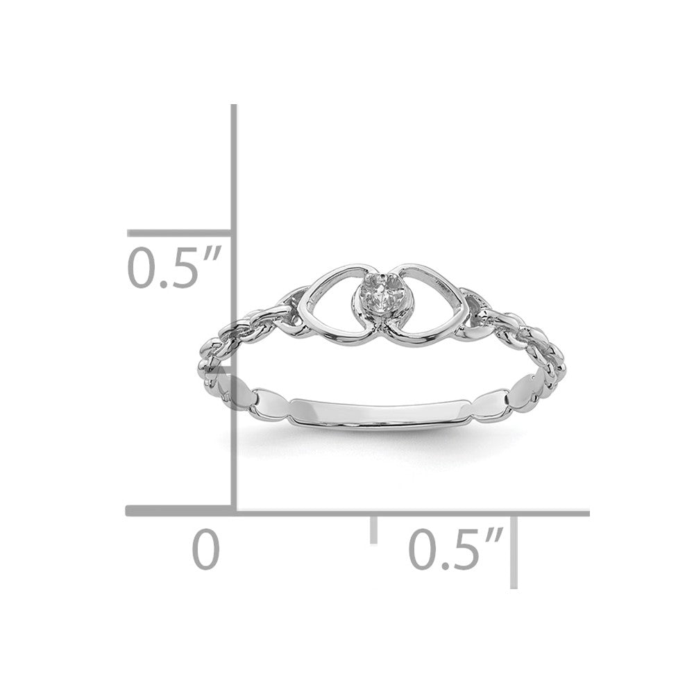 10K White Gold Holds 1-1.3mm Diamond Heart Ring Mounting